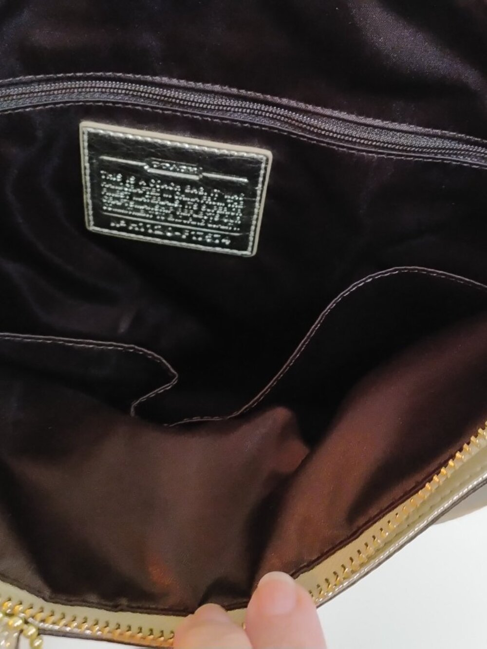 Coach Gold Signature Logo Sequin Tote Bag - Picture 6 of 7